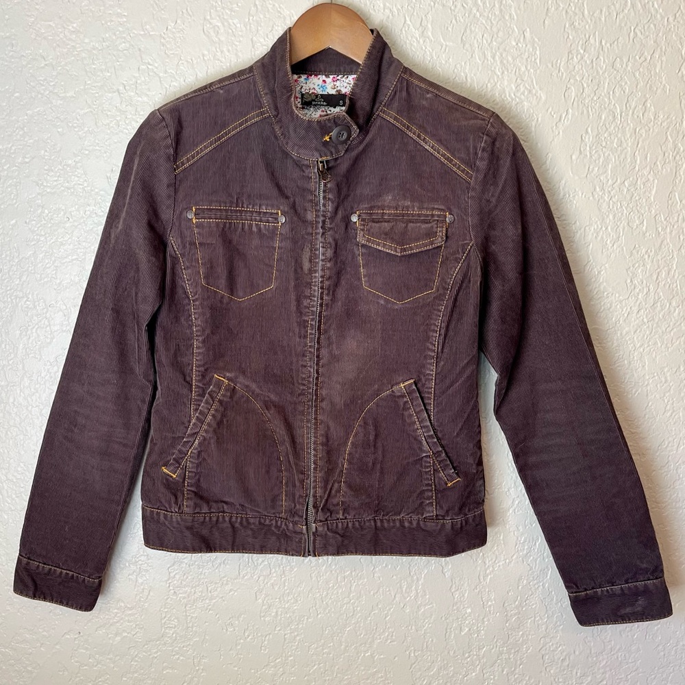 Prana Brown Corduroy Zip Up Jacket Size Small